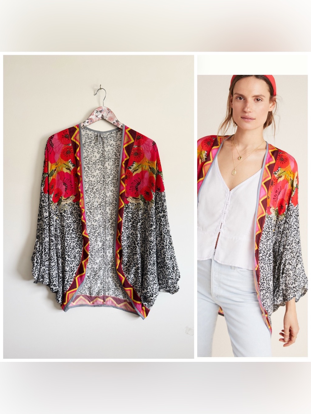 Anthropologie BLANK LONDON Frances’s Floral Cocoon Kimono Topper Top OS